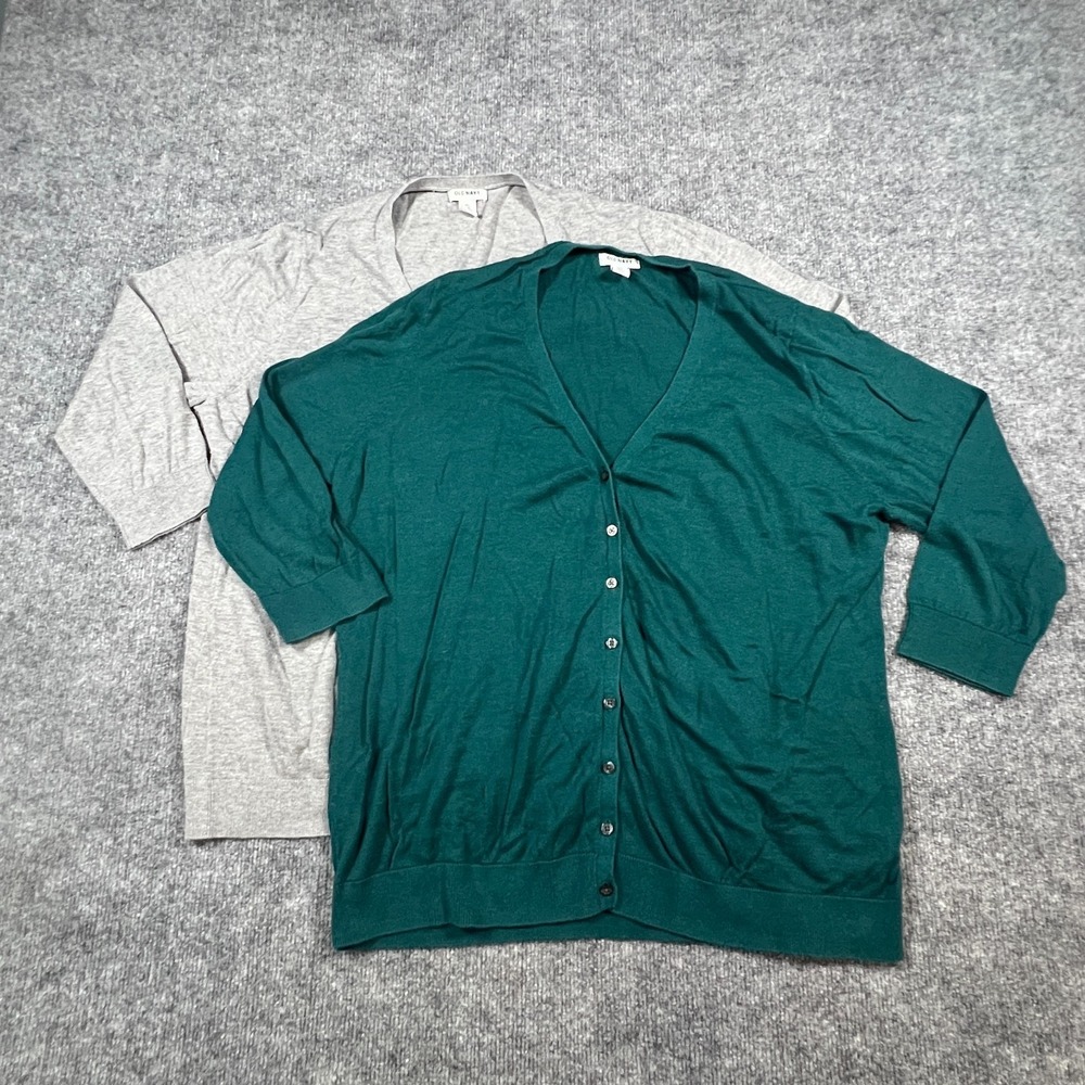 Lot Of 2 Old Navy Cardigan Sweater Womens 2XL Gray Green Cotton‎ Button Front
